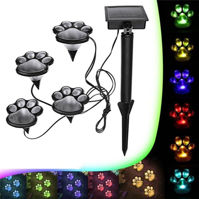 Sentier lumineux patte de chat LED à énergie solaire (4pcs)