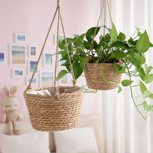 Rattan/macrame plant stand and basket