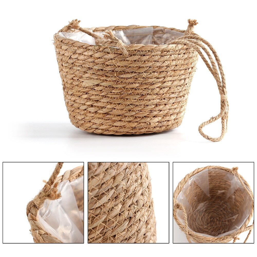 Rattan/macrame plant stand and basket