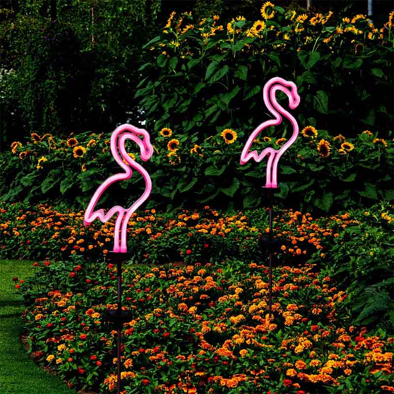 Flamand rose LED Neon à énergie solaire