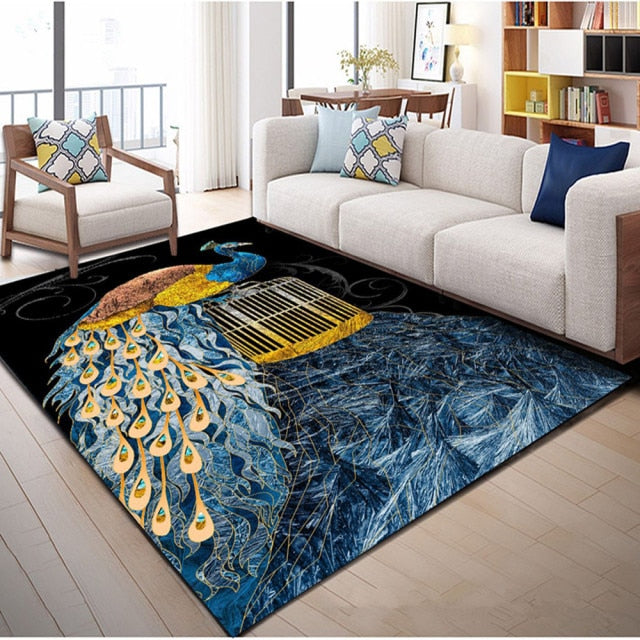 Tapis Flanelle Paon et papillon