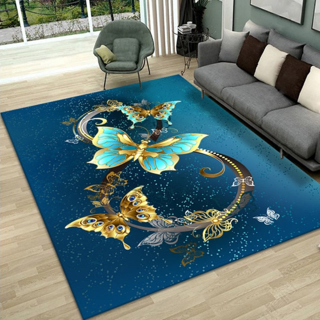 Tapis Flanelle Paon et papillon