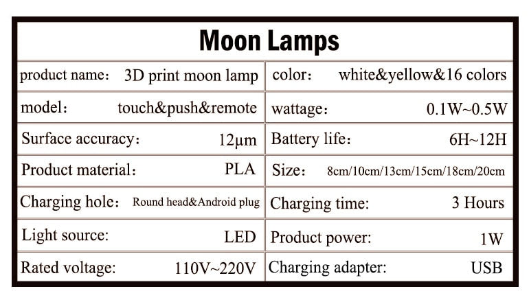 3D moon lamp