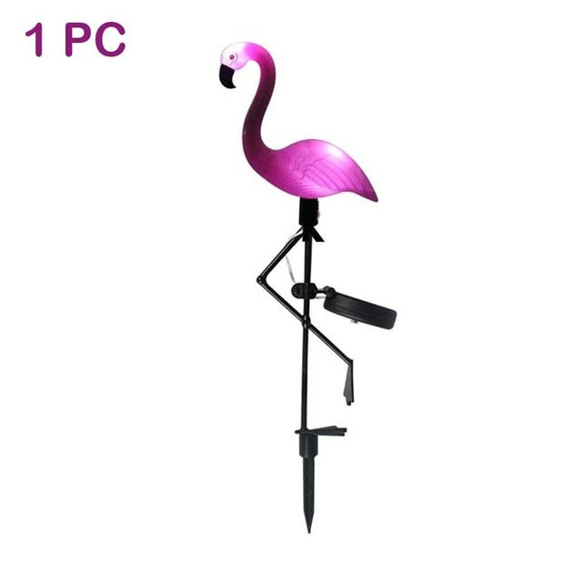 Flamand rose LED à énergie solaire