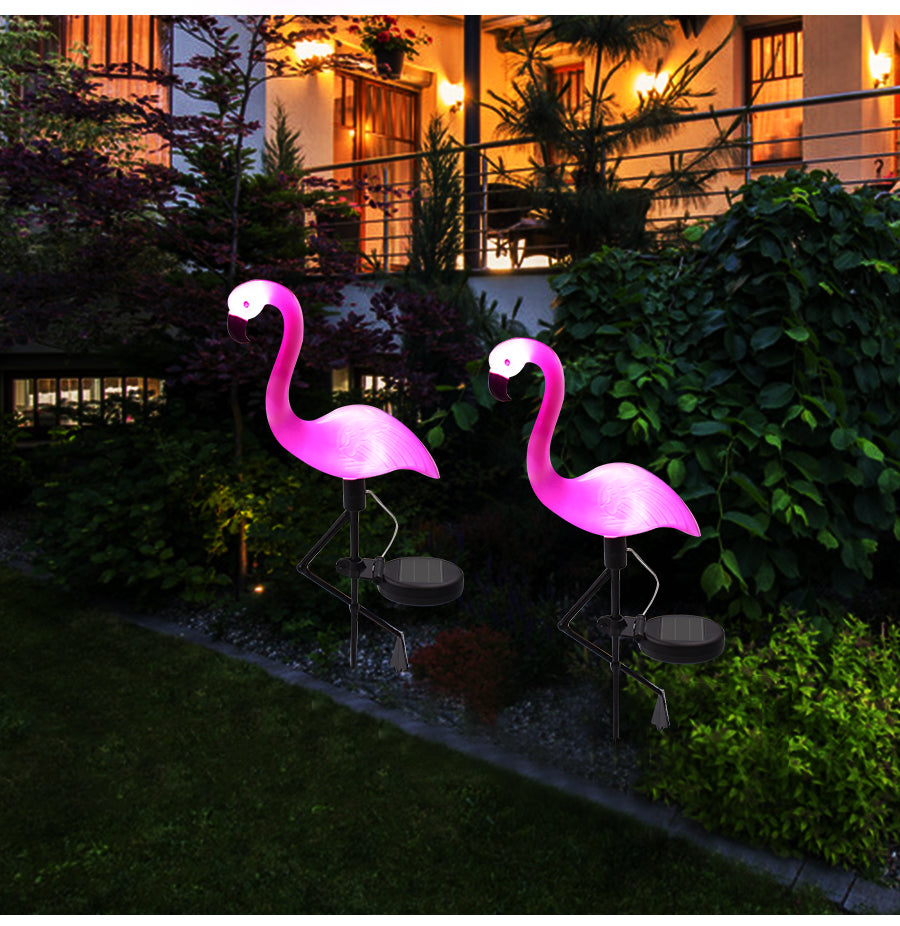 Flamand rose LED à énergie solaire