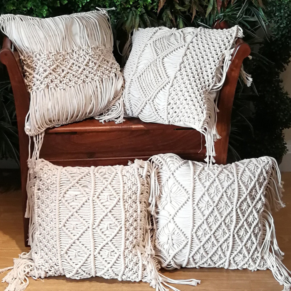 Housse de Coussin en macramé