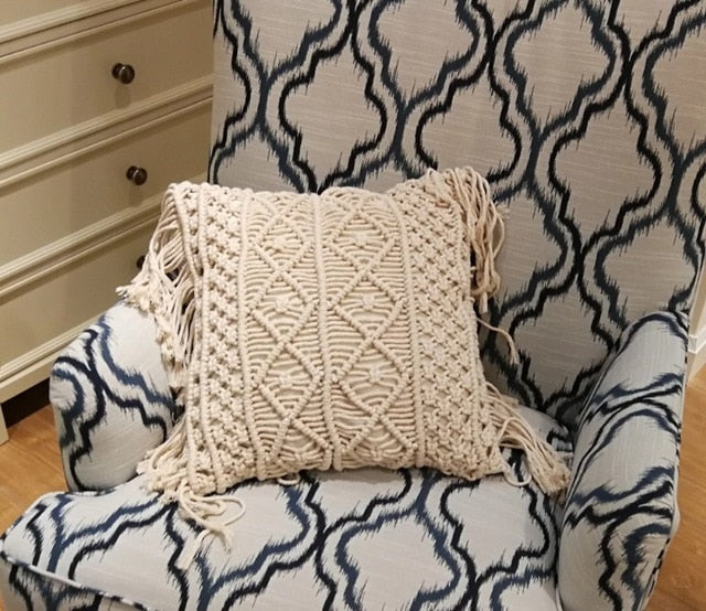 Housse de Coussin en macramé