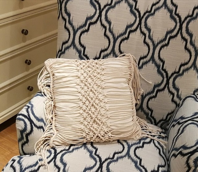 Housse de Coussin en macramé