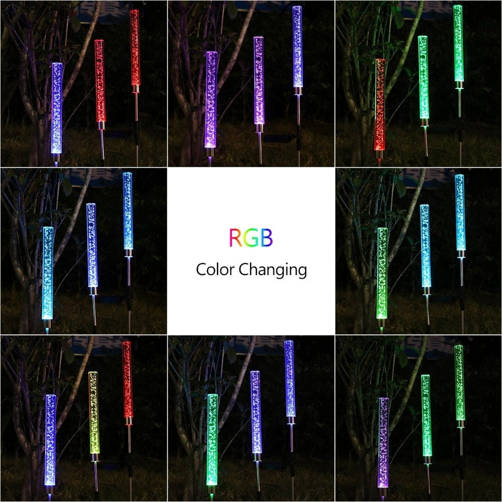 2 tubes LED avec couleurs changeantes à énergie solaire