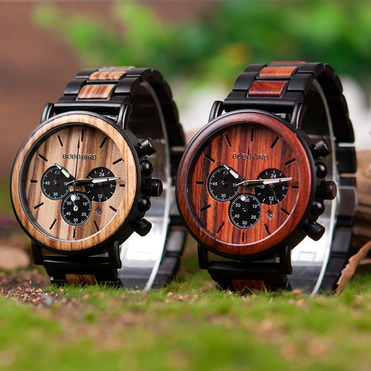 Montre en bois personnalisable 2 couleurs